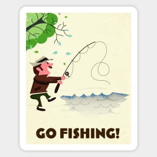 Go fishing cartoon. Magnet